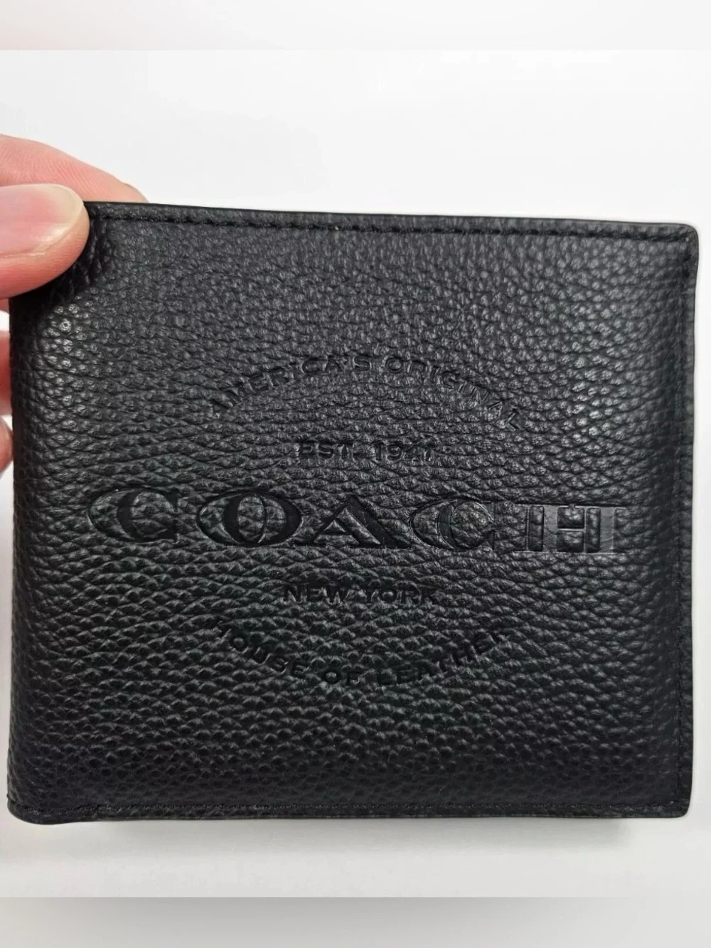 Coach Men’s Black Pebble Leather Billfold Wallet